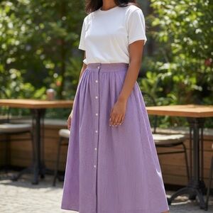 XiRena Purple Button-Down Skirt in Size Medium